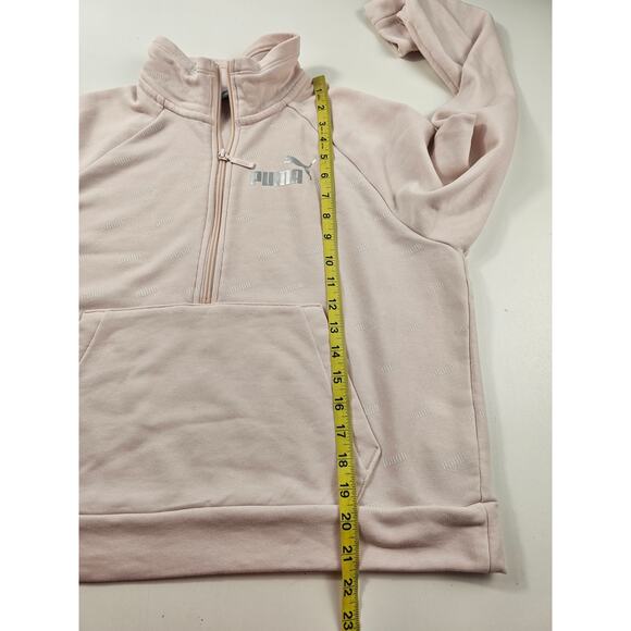 Puma size M 1/4 zip warm logo all over embellished light pink active sweater - Picture 7 of 7